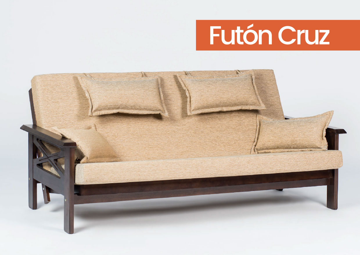 FUTON LUSTRADO C/COLCHON CRUZ G2